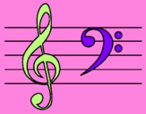 Coloring page Treble and bass clefs painted byIratxe