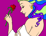 Coloring page Princess with a rose painted byjj