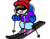 Coloring page Little boy skiing painted bydara