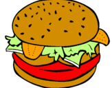 Coloring page Hamburger with everything painted byMarina