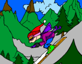 Coloring page Skier painted byadrian