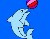 Coloring page Dolphin playing with a ball painted bydelfi