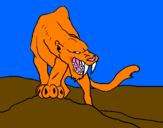Coloring page Tiger with sharp fangs painted byL.G