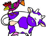 Coloring page Cow and bird painted byTrevor-Francis