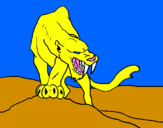 Coloring page Tiger with sharp fangs painted byL.G