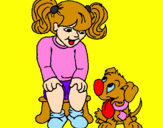 Coloring page Little girl with her puppy painted byvalentina