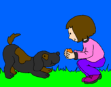 Coloring page Little girl and dog playing painted byKaylane(Kayah)kaylarne