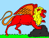 Coloring page Winged lion painted byflame
