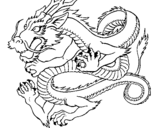 Coloring page Japanese dragon painted byKK