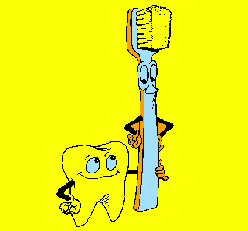 Coloring page Tooth and toothbrush painted bydoron