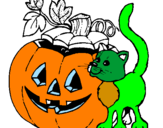 Coloring page Pumpkin and cat painted byjared