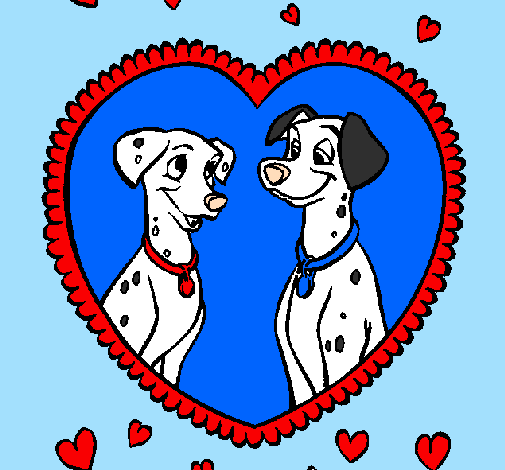 Coloring page Dalmatians in love painted byvalentina