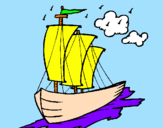 Coloring page Sailing boat painted by1000000000000000000000000