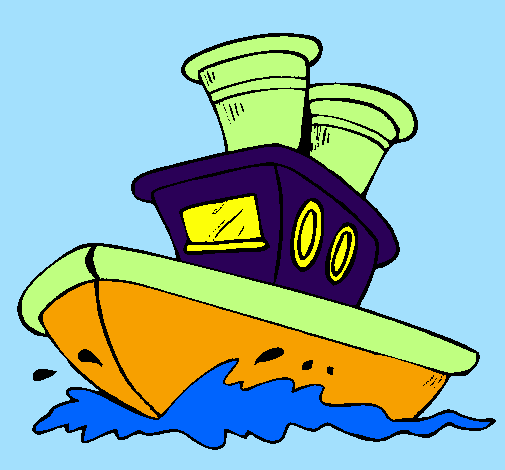 Coloring page Boat at sea painted byanonymous