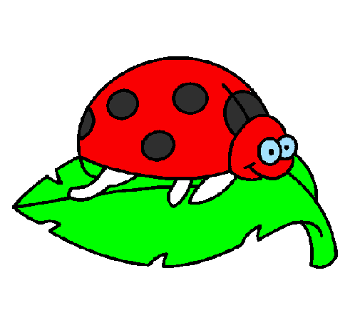 Coloring page Ladybird on a leaf painted bylogan