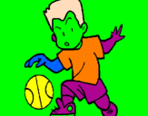 Coloring page Little boy dribbling ball painted byjuli