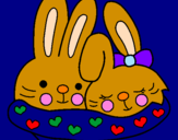 Coloring page Rabbits in love painted byKIESHA