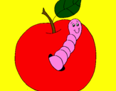 Coloring page Apple with worm painted byRi-Ri