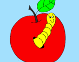 Coloring page Apple with worm painted byBrithany