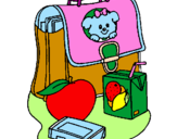 Coloring page Backpack and breakfast painted bytere
