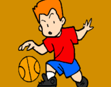 Coloring page Little boy dribbling ball painted byfacu