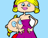 Coloring page Mother and daughter  painted bytheo g