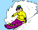 Coloring page Descent on snowboard painted byChi Chi