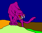 Coloring page Tiger with sharp fangs painted byChi Chi