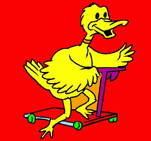 Duck on scooter