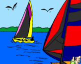 Coloring page Sails at high sea painted bygg