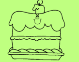 Coloring page Birthday cake painted byijhygtuiyuffrddesew5ghgcd