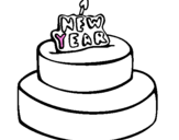 Coloring page New year cake painted bydesiree
