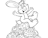 Coloring page Easter bunny painted byamali