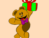 Coloring page Teddy bear with present painted bypaola