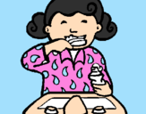 Coloring page Little girl brushing her teeth painted byDE  ALEJANDRA