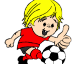 Coloring page Boy playing football painted byrebeca