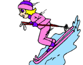 Coloring page Female skier painted byanja2000