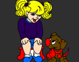 Coloring page Little girl with her puppy painted bylalagirl
