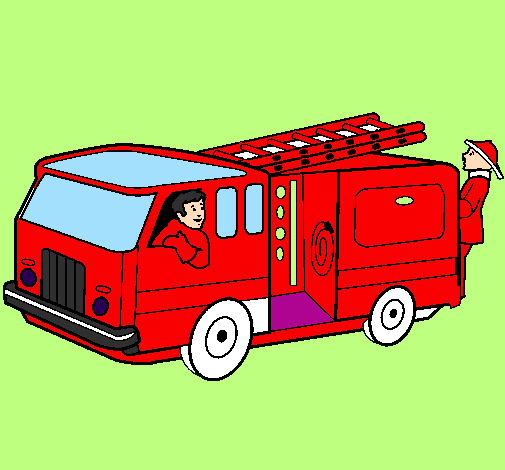 Firefighters in the fire engine