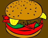 Coloring page Hamburger with everything painted byluca