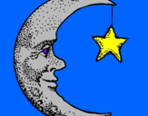 Coloring page Moon and star painted bylana