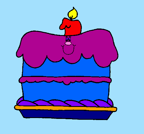 Coloring page Birthday cake painted bymariana