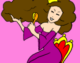 Coloring page Princess brushing her hair painted byamilkanida