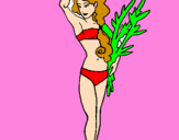 Coloring page Roman woman in bathing suit painted bybeth