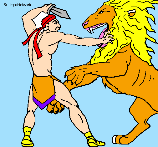 Gladiator versus a lion