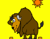Coloring page Bison in desert painted byThieli