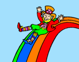Coloring page Leprechaun on a rainbow painted byomar