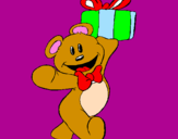 Coloring page Teddy bear with present painted bychloe 