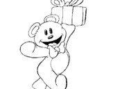 Coloring page Teddy bear with present painted bya
