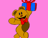 Coloring page Teddy bear with present painted bygrady     